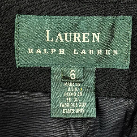 Lauren Ralph Lauren 100% Wool Black Double Breasted Blazer 6 Silver Button/Crest - Picture 5 of 8